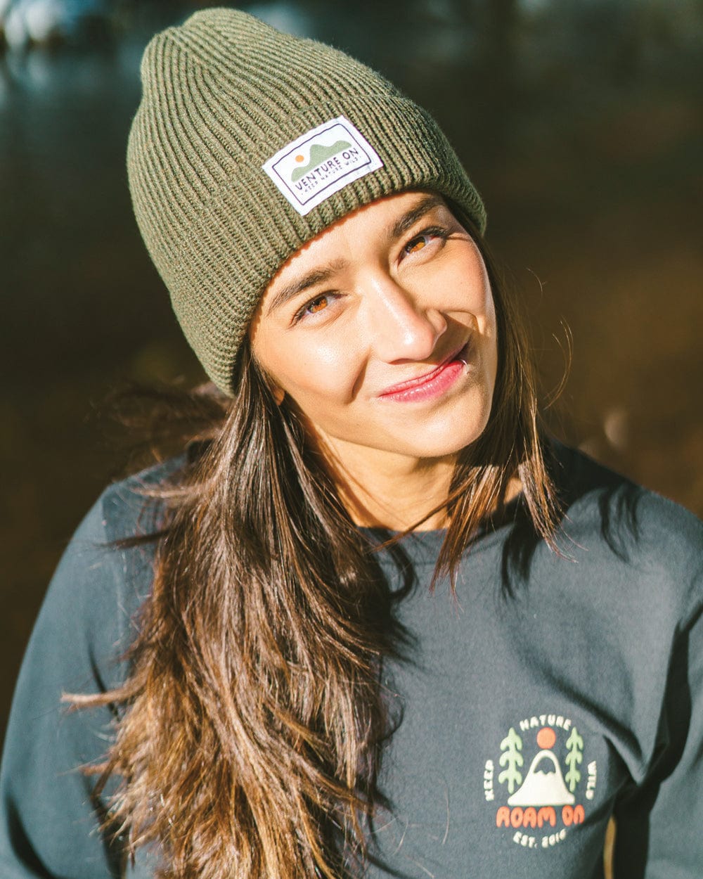 Keep Nature Wild Beanie Venture On Mountain Range Recycled Knit Beanie | Olive