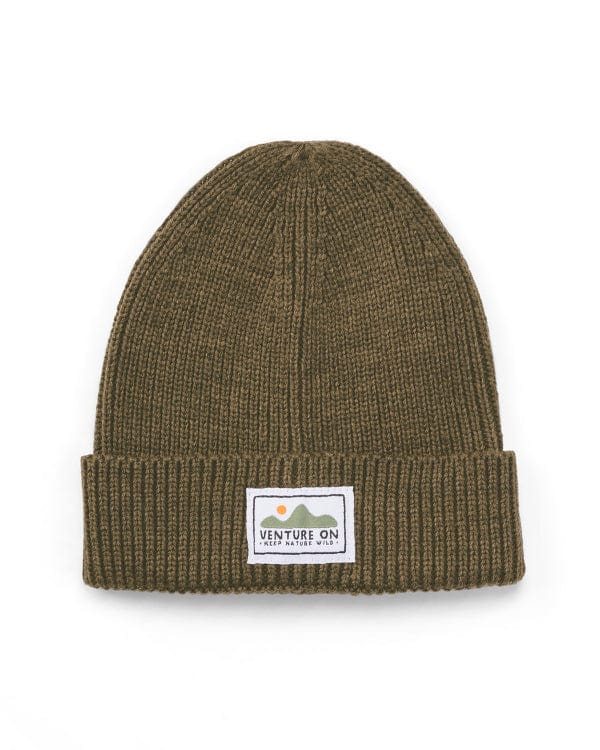 Keep Nature Wild Beanie Venture On Mountain Range Recycled Knit Beanie | Olive