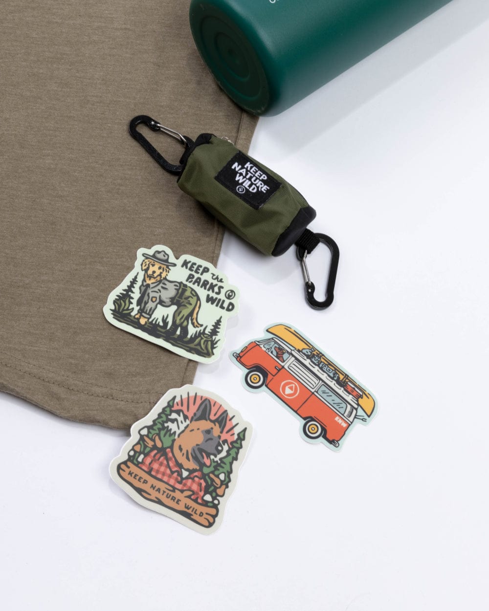 Keep Nature Wild 2 Dog Tees + 9 Stickers Free | Campfire Dog & Happy Tails on Trails | Bundle