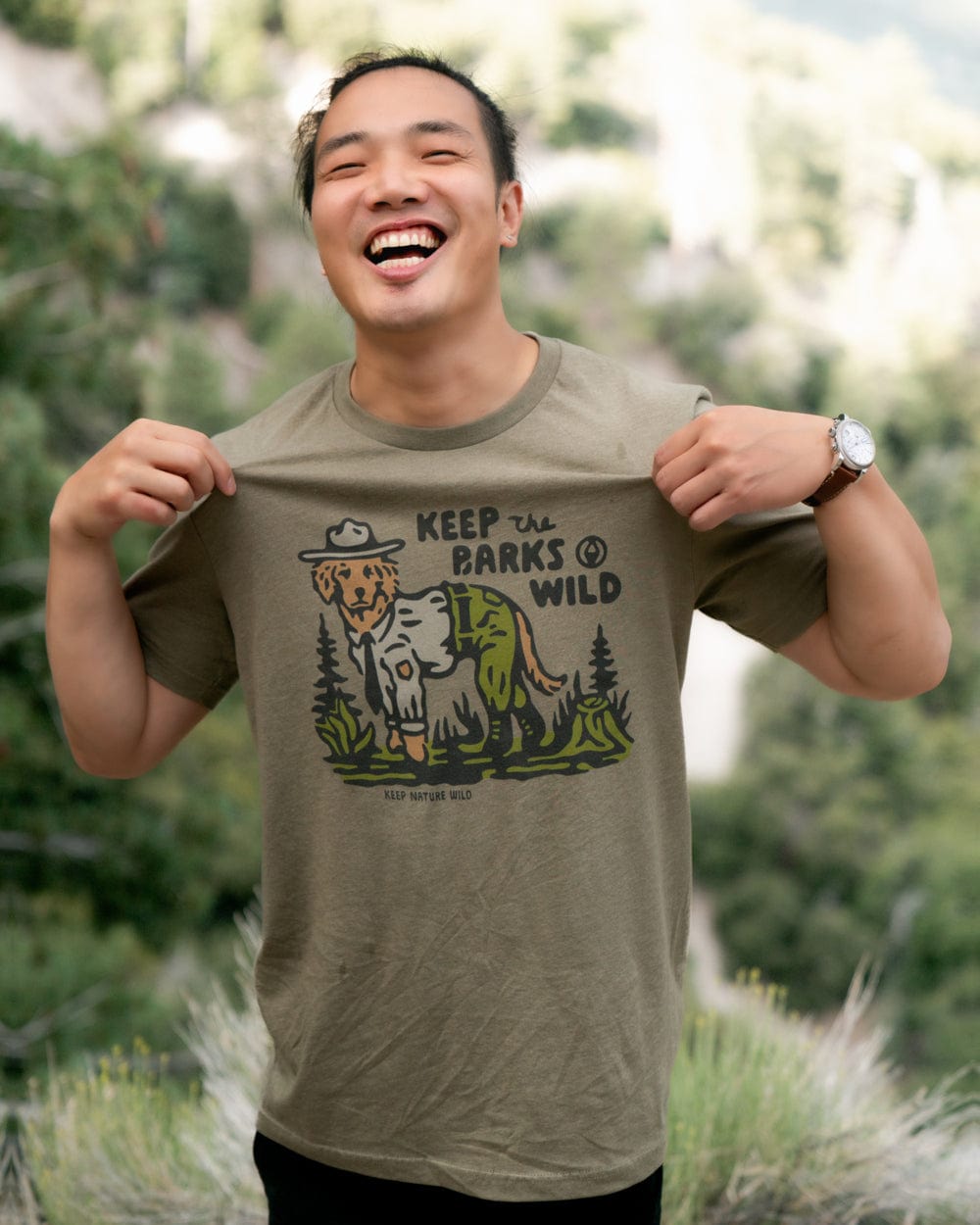 Keep Nature Wild 2 Dog Tees + 9 Stickers Free | Happy Tails on Trails & Keep the Barks Wild | Bundle