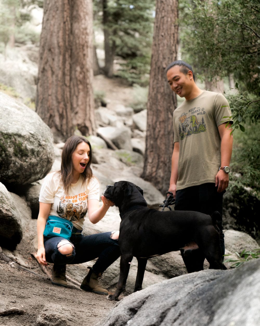 Keep Nature Wild 2 Dog Tees + 9 Stickers Free | Happy Tails on Trails & Keep the Barks Wild | Bundle