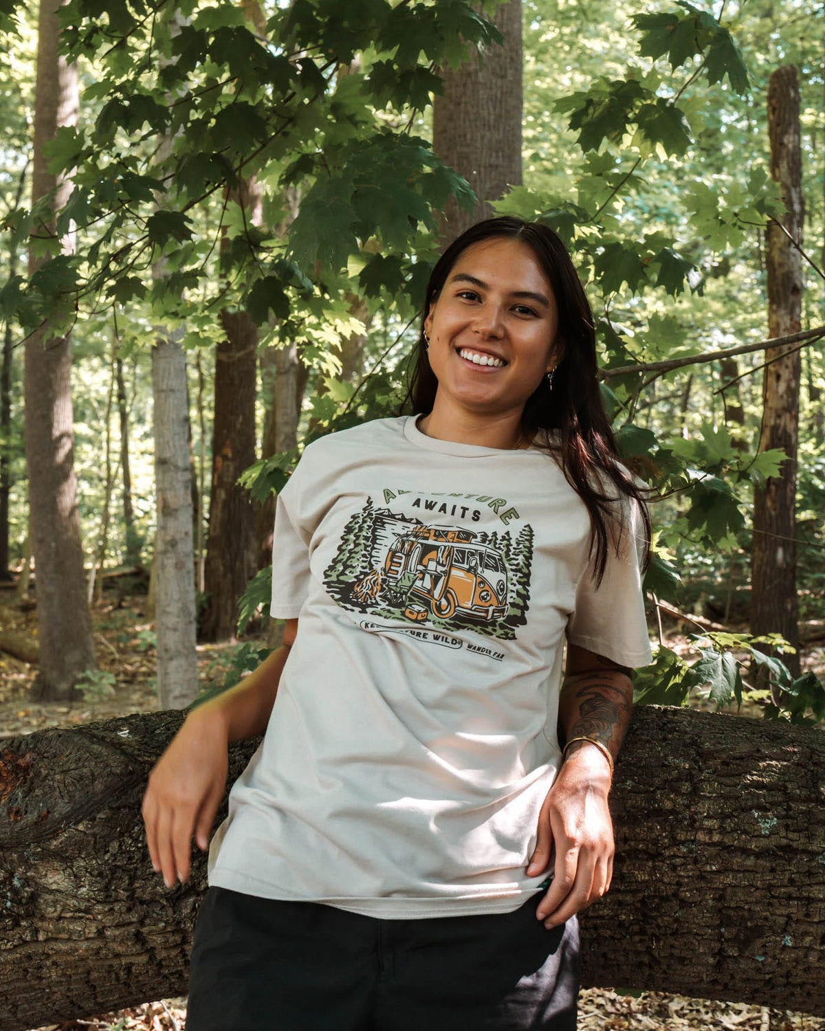 Keep Nature Wild Tee Adventure Awaits | Unisex Tee | Heather Tan