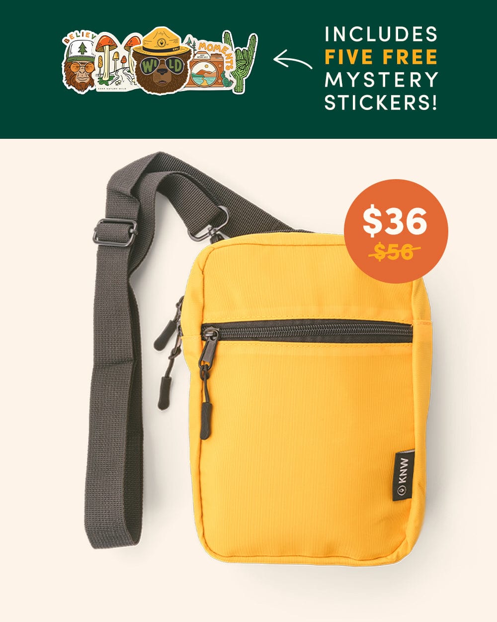 Keep Nature Wild Crossbody Bag + Mystery Stickers Bundle | Marigold