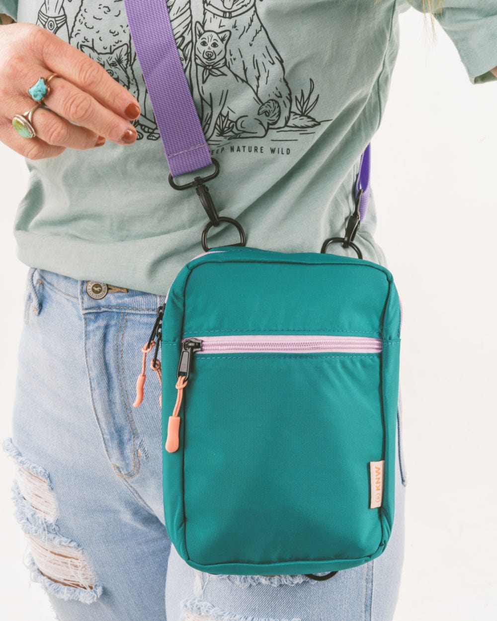 Keep Nature Wild Crossbody Bag Crossbody Bag | Teal/Lavender