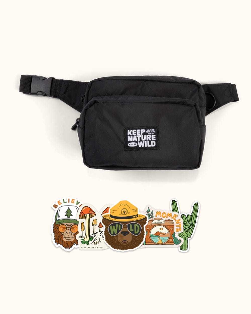 Keep Nature Wild Fanny Packs Fanny Pack + Stickers Bundle | Black