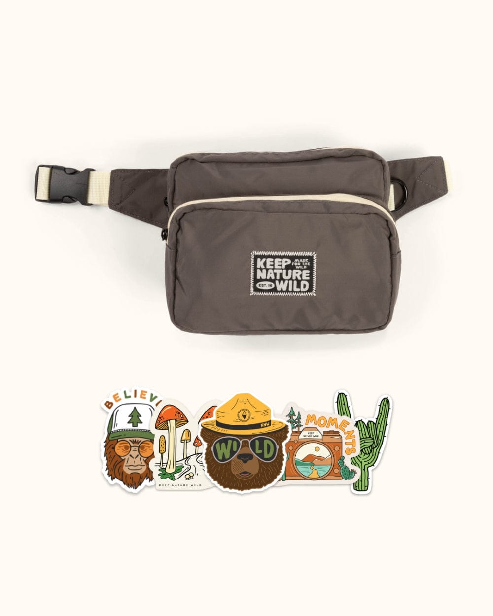 Keep Nature Wild Fanny Packs Fanny Pack + Stickers Bundle | Coal/Cream