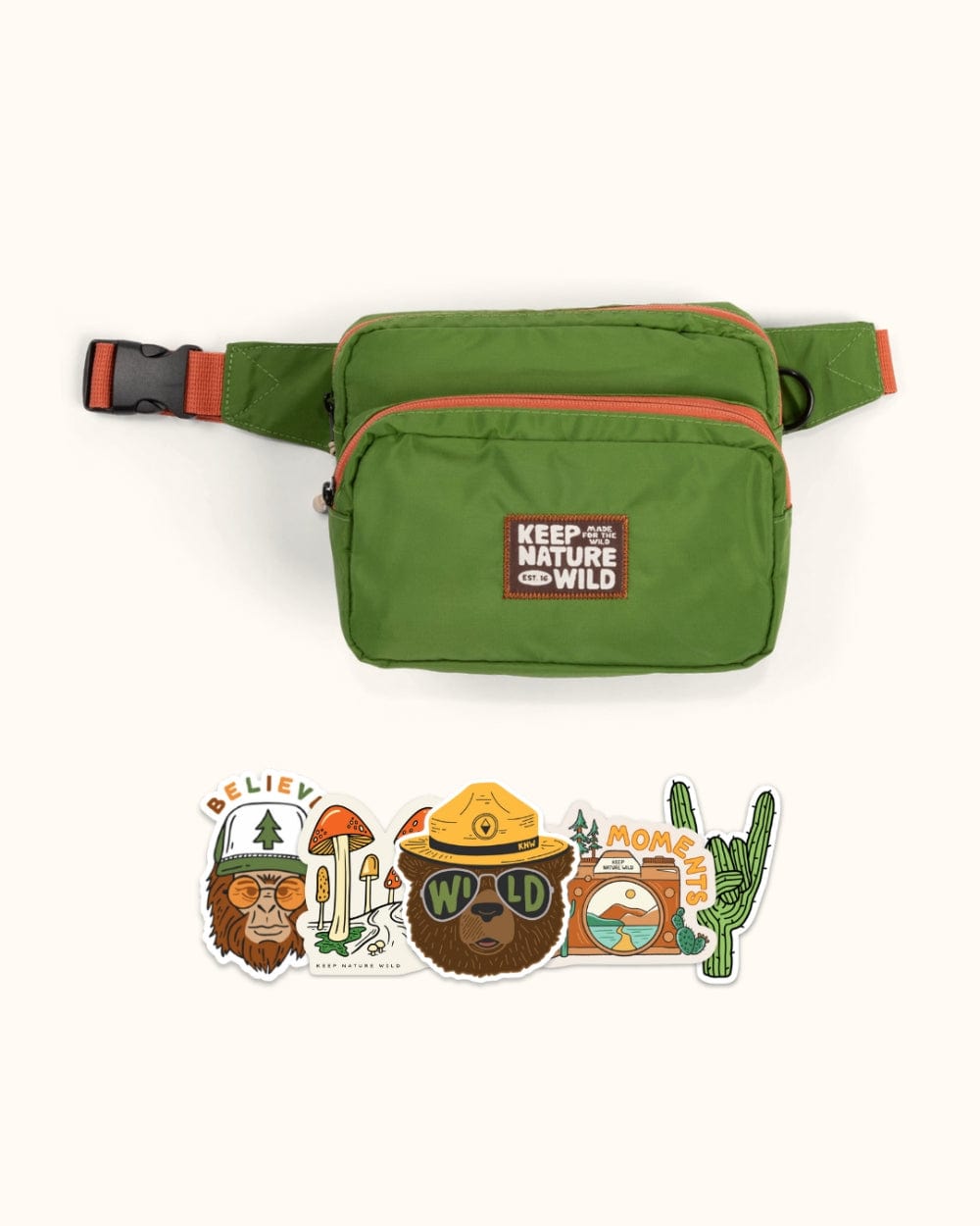 Keep Nature Wild Fanny Packs Fanny Pack + Stickers Bundle | Moss/Clay