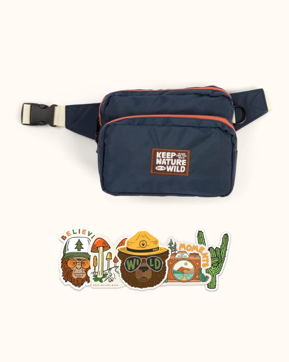 Keep Nature Wild Fanny Packs Fanny Pack + Stickers Bundle | Navy/Clay