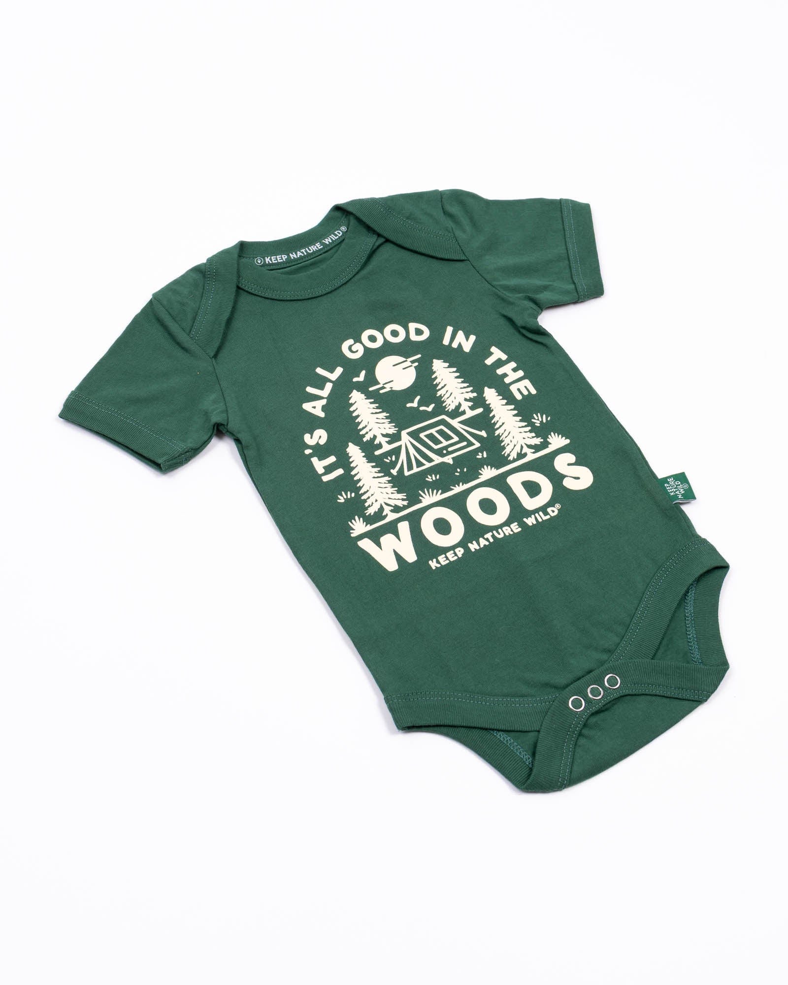 Keep Nature Wild Kids Good in the Woods Baby Bodysuit | Heather Forest