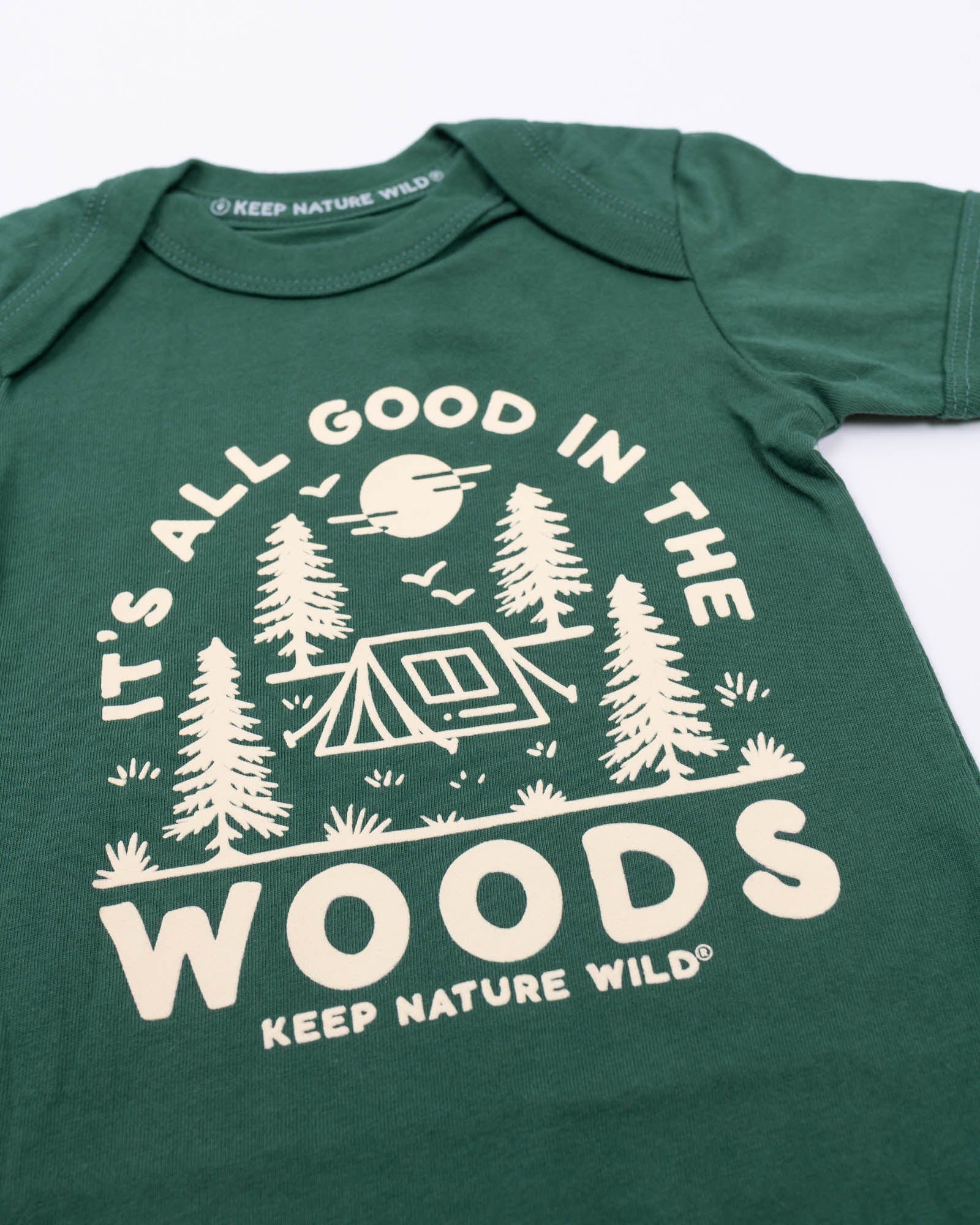 Keep Nature Wild Kids Good in the Woods Baby Bodysuit | Heather Forest