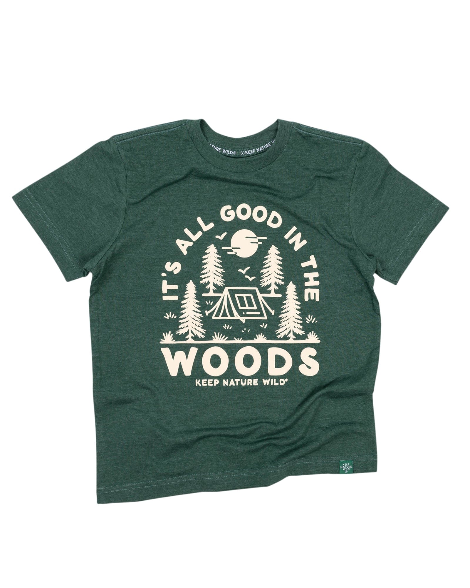 Keep Nature Wild Kids Good in the Woods Youth Tee | Heather Forest