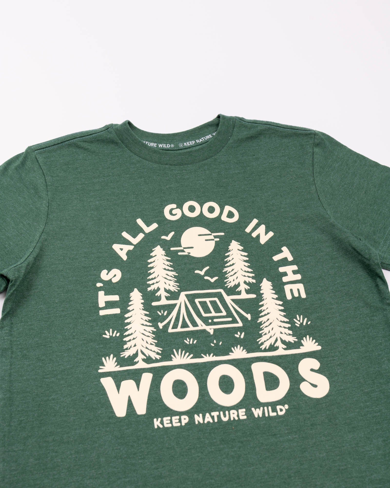 Keep Nature Wild Kids Good in the Woods Youth Tee | Heather Forest