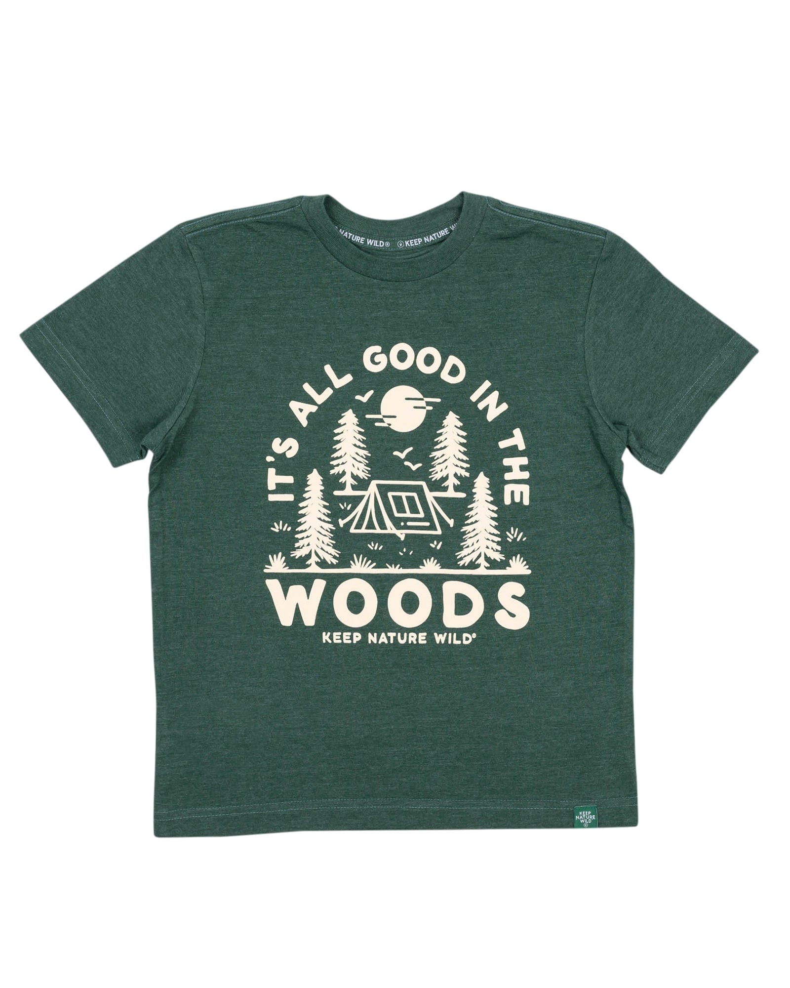 Keep Nature Wild Kids Good in the Woods Youth Tee | Heather Forest