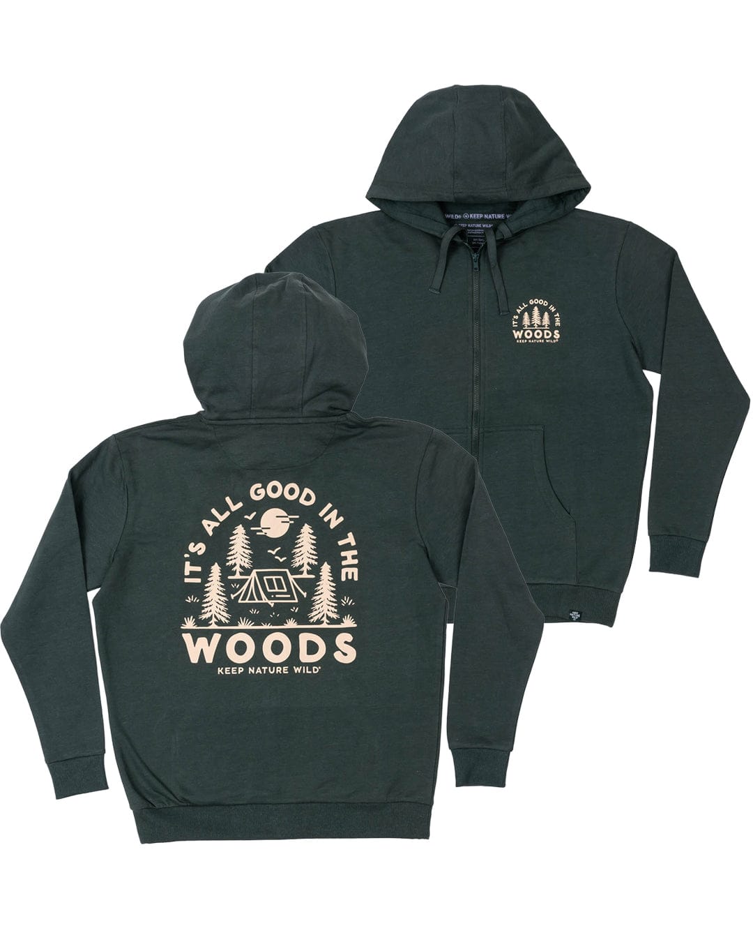 Keep Nature Wild Outerwear Good In The Woods Zip-Up Hoodie | Heather Forest