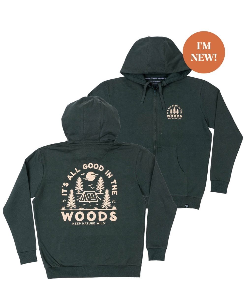 Keep Nature Wild Outerwear Good In The Woods Zip-Up Hoodie | Heather Forest