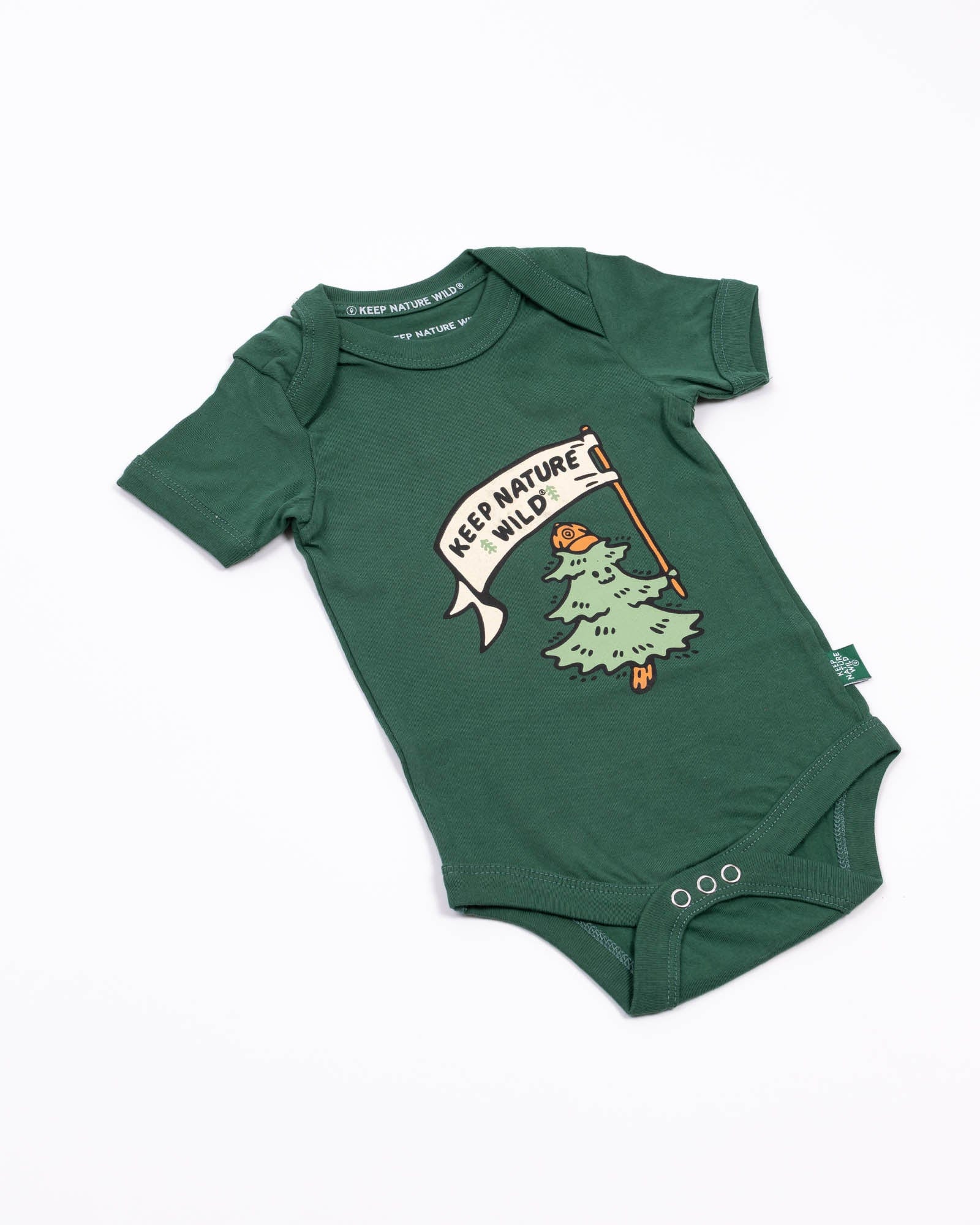 Keep Nature Wild Kids Happy Camper Pine Baby Bodysuit | Heather Forest