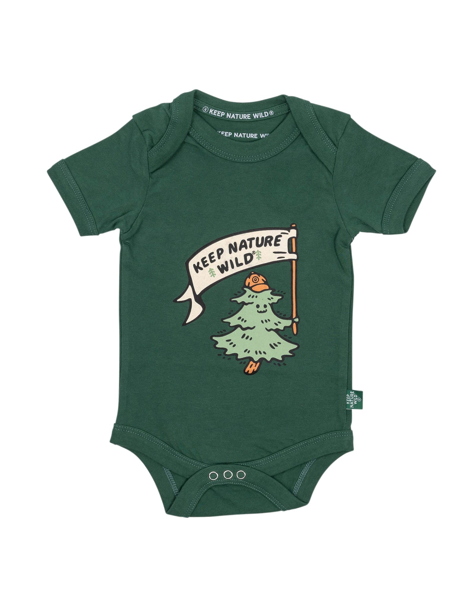 Keep Nature Wild Kids Happy Camper Pine Baby Bodysuit | Heather Forest