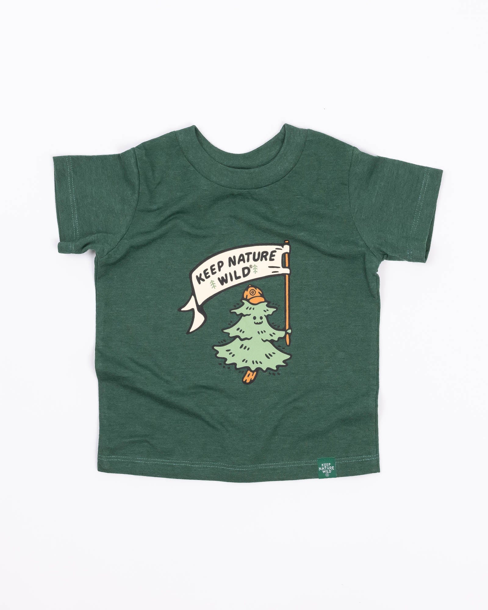 Keep Nature Wild Kids Happy Camper Pine Toddler Tee | Heather Forest