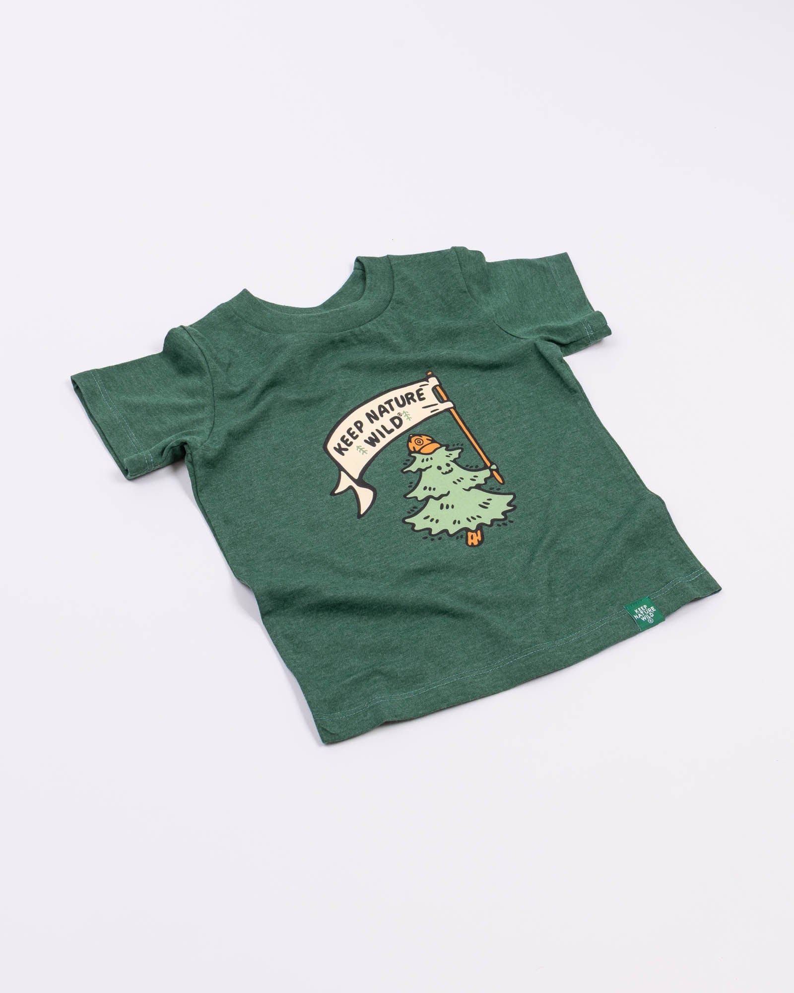 Keep Nature Wild Kids Happy Camper Pine Toddler Tee | Heather Forest