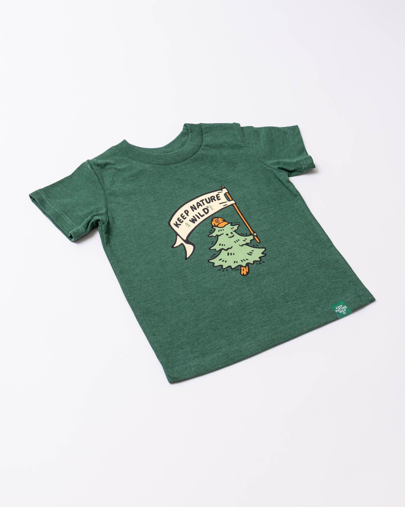 Keep Nature Wild Kids Happy Camper Pine Toddler Tee | Heather Forest