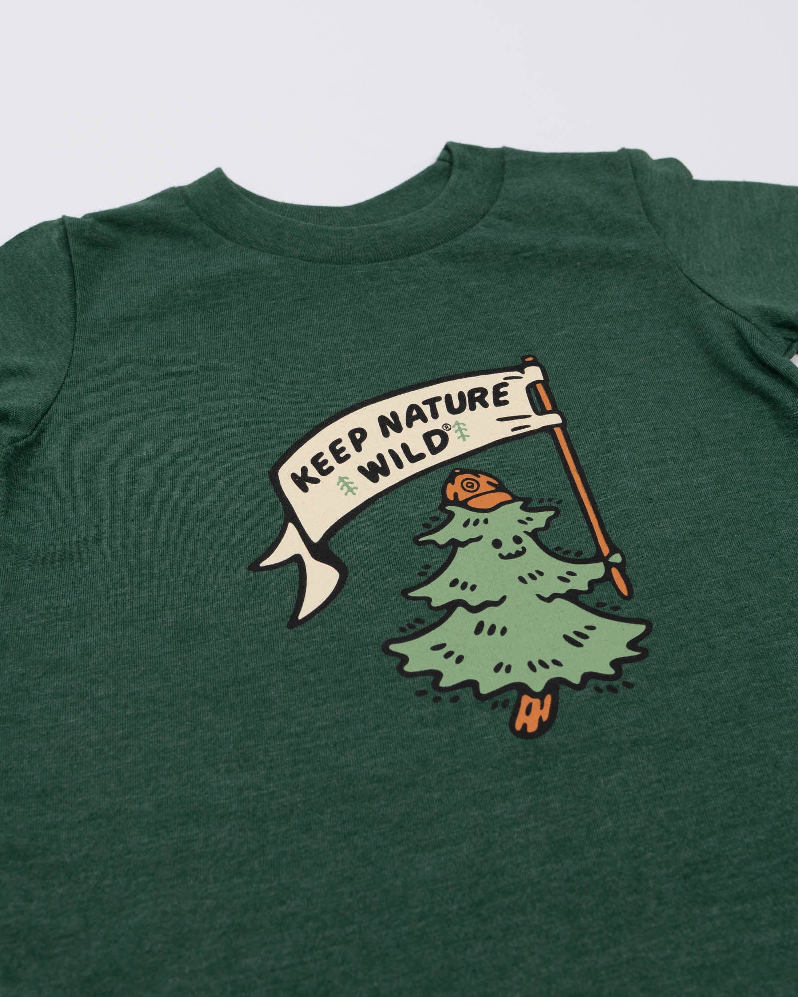 Keep Nature Wild Kids Happy Camper Pine Toddler Tee | Heather Forest