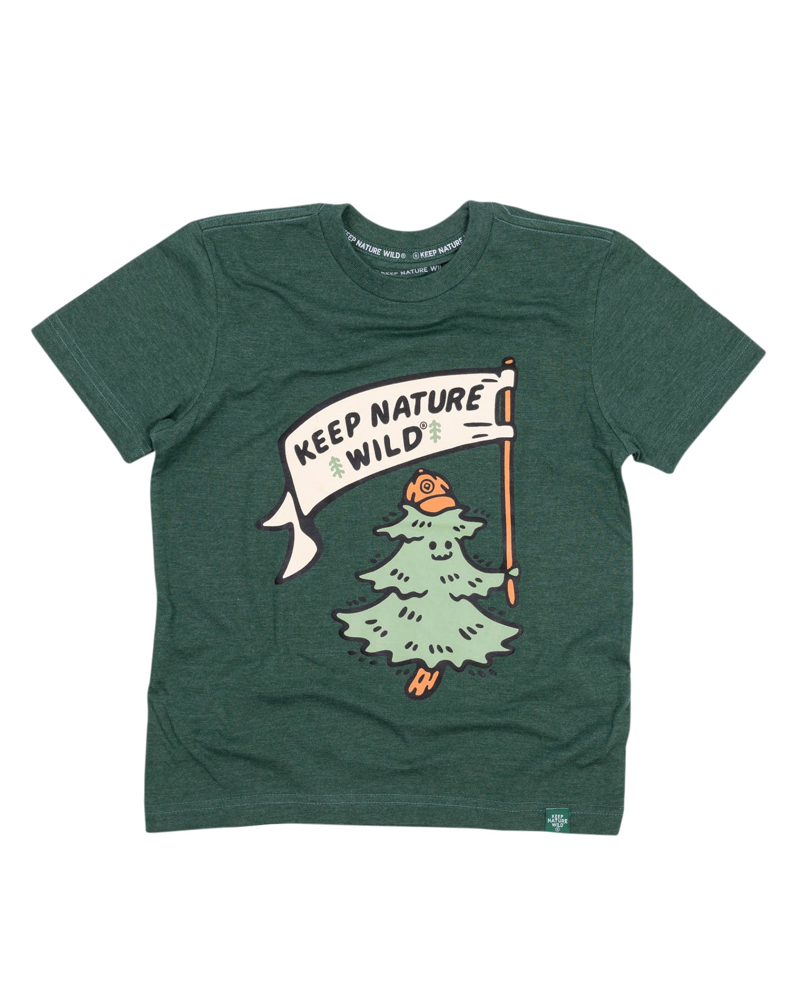 Keep Nature Wild Kids Happy Camper Pine Youth Tee | Heather Forest