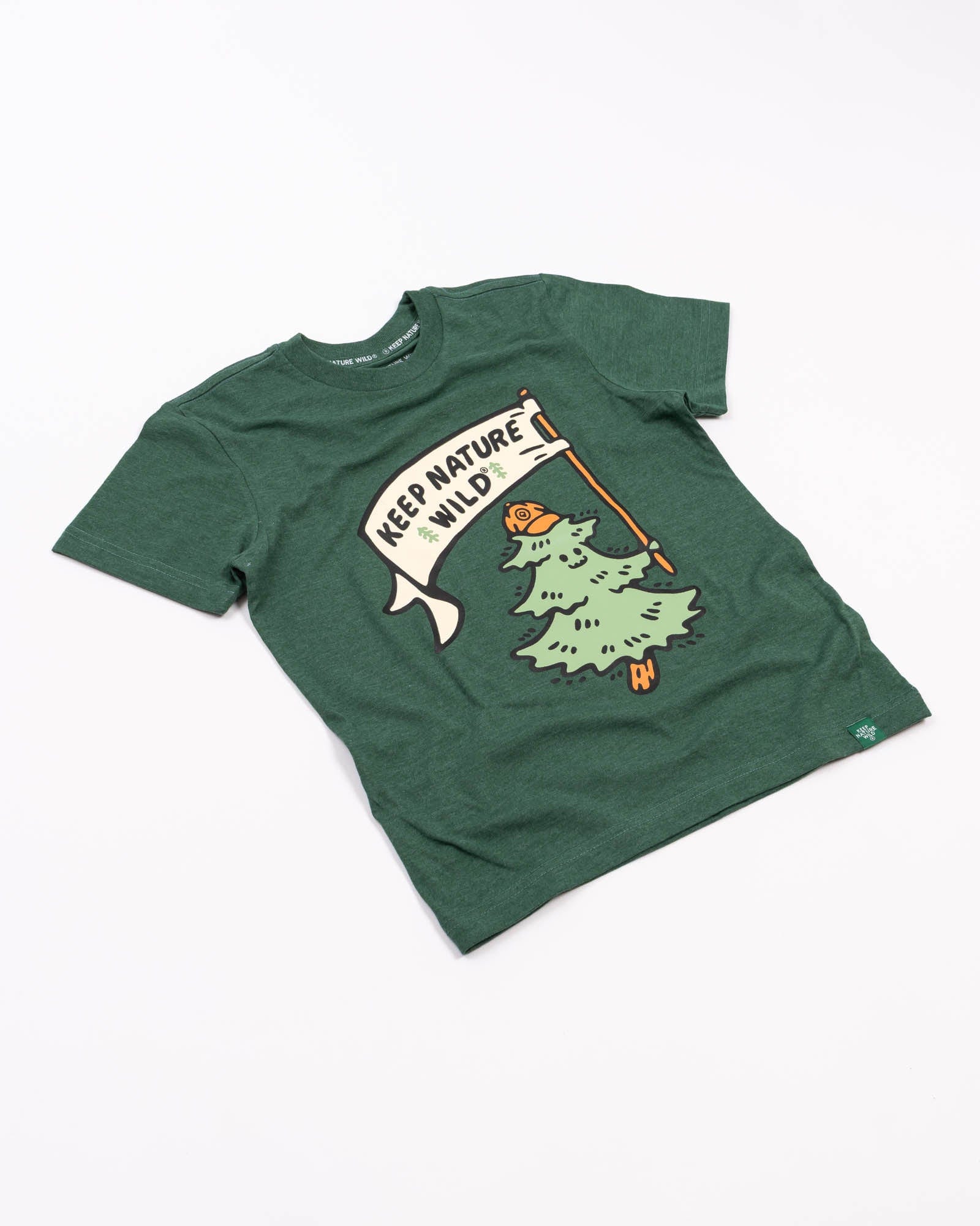 Keep Nature Wild Kids Happy Camper Pine Youth Tee | Heather Forest