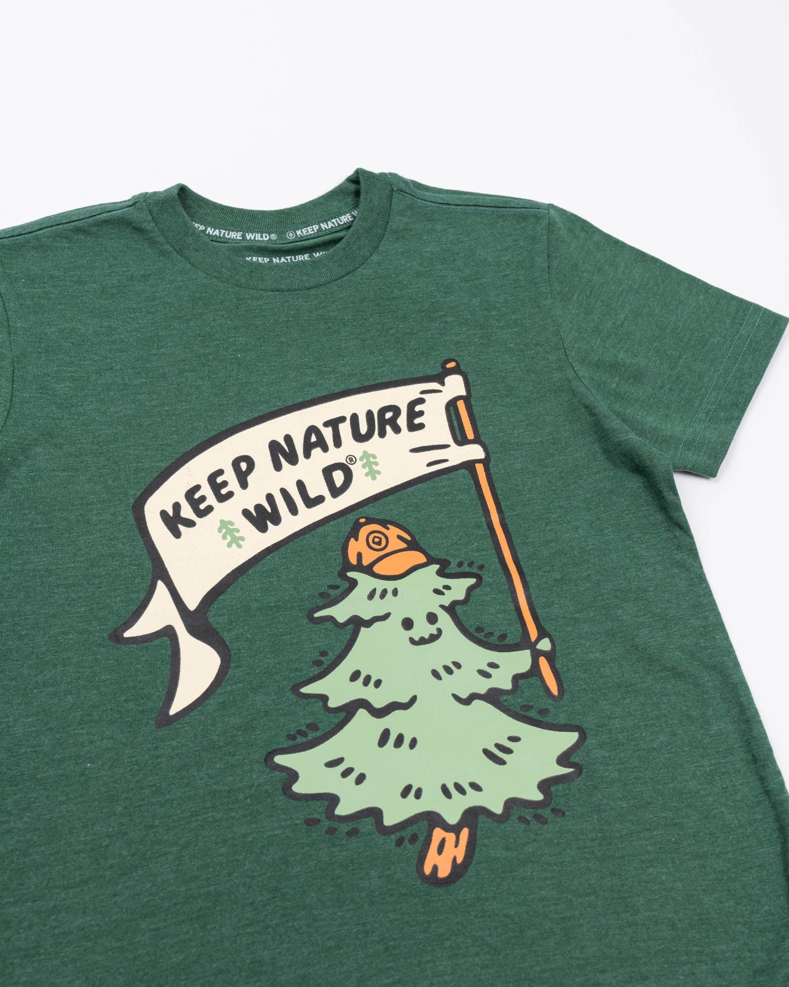 Keep Nature Wild Kids Happy Camper Pine Youth Tee | Heather Forest