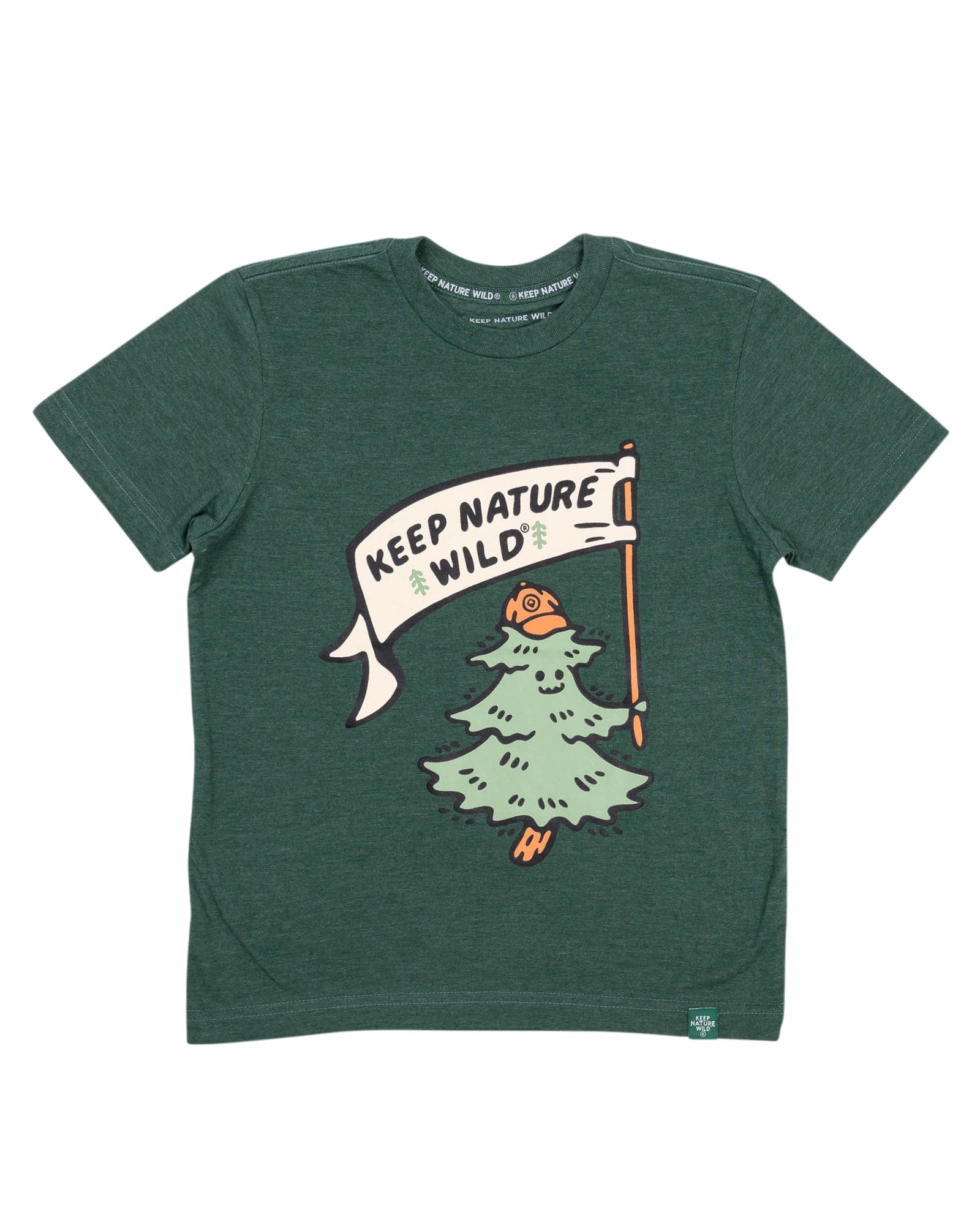 Keep Nature Wild Kids Happy Camper Pine Youth Tee | Heather Forest