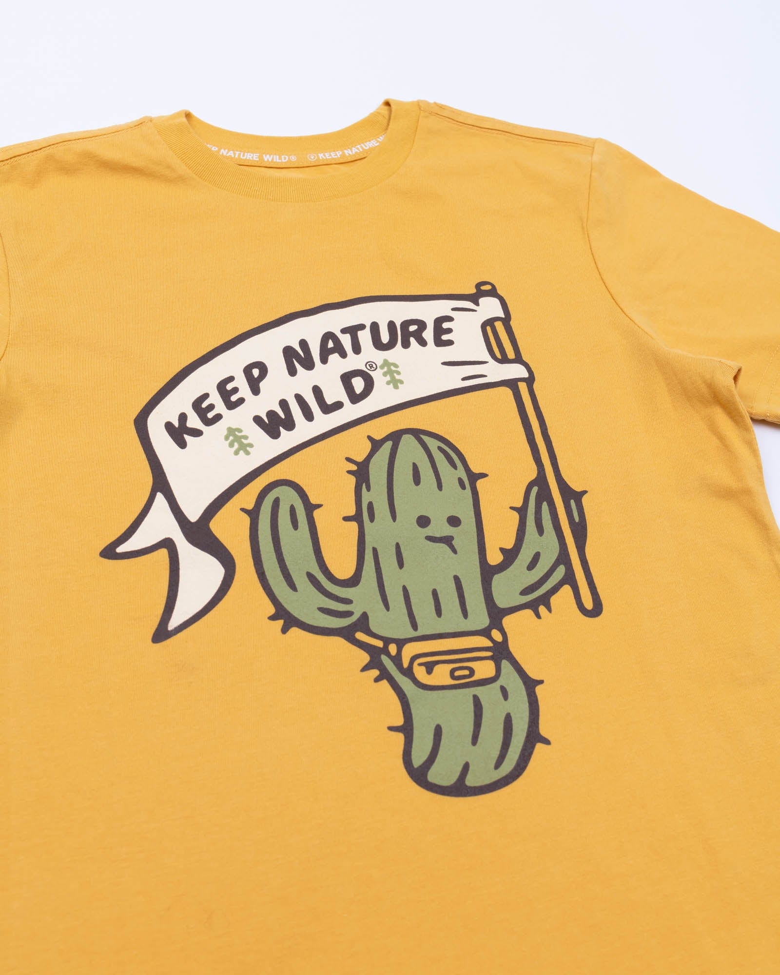 Keep Nature Wild Kids Happy Camper Saguaro Youth Tee | Mustard