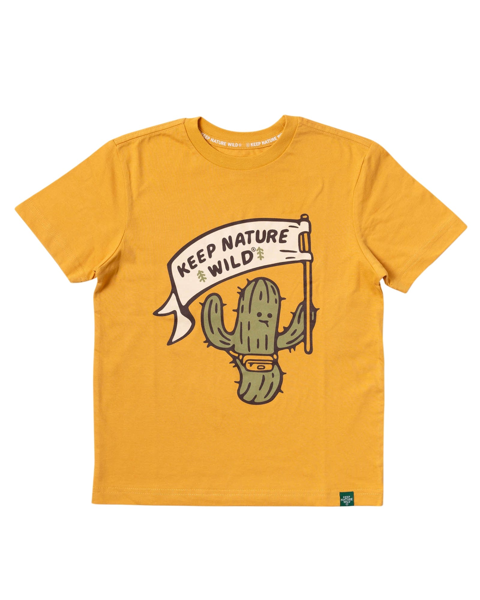 Keep Nature Wild Kids Happy Camper Saguaro Youth Tee | Mustard