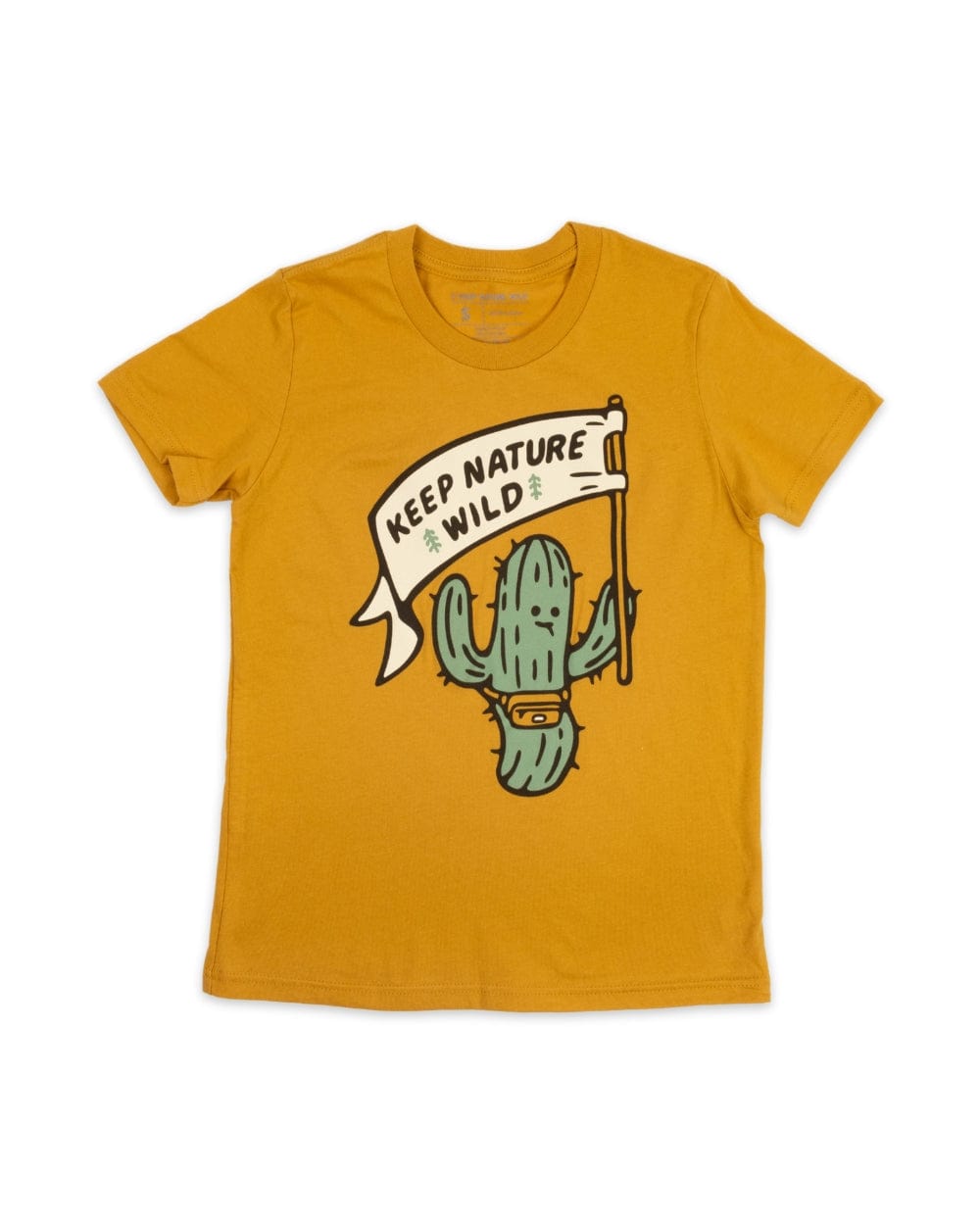 Keep Nature Wild Kids Happy Camper Saguaro Youth Tee | Mustard