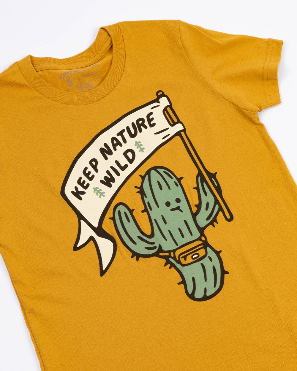 Keep Nature Wild Kids Happy Camper Saguaro Youth Tee | Mustard