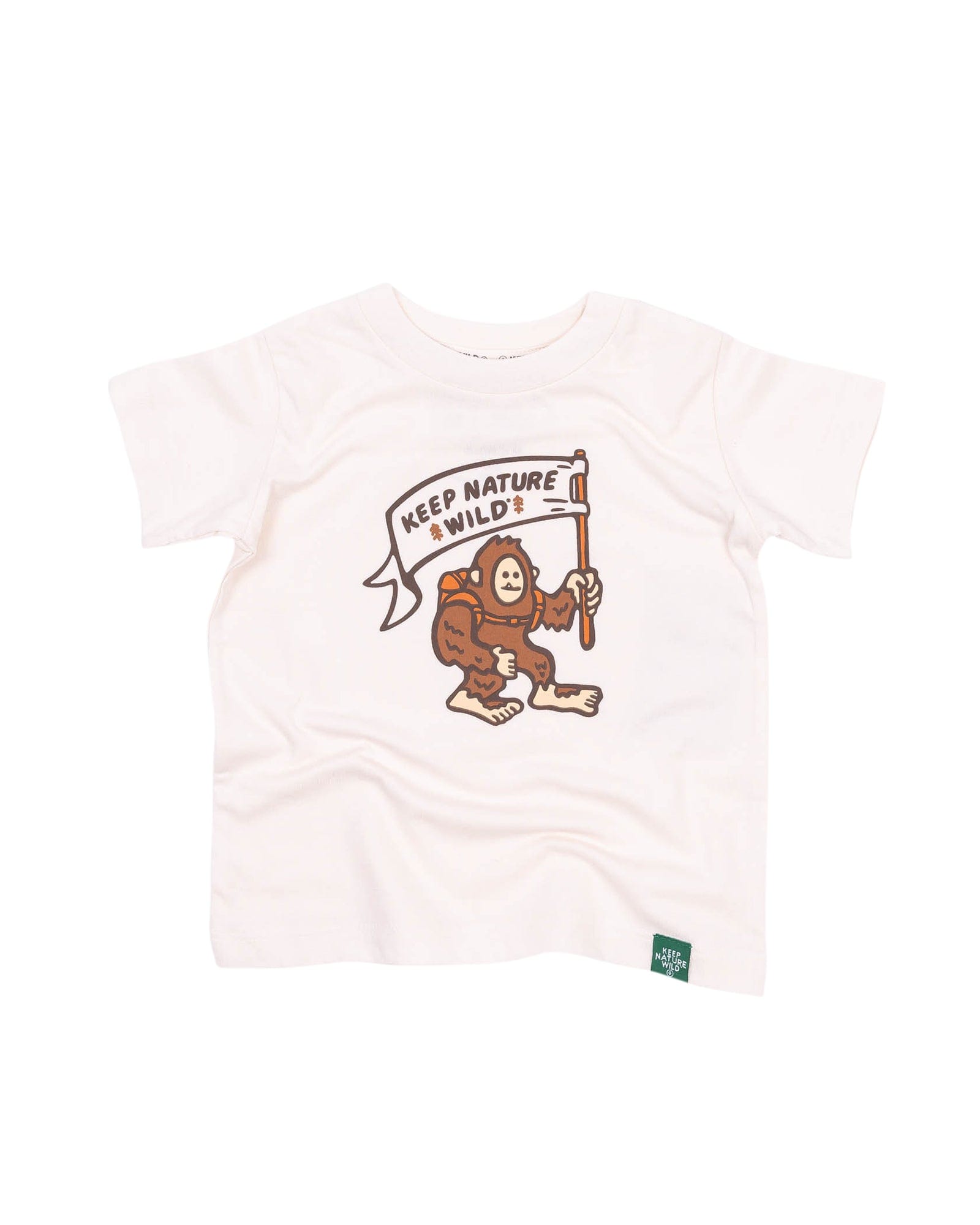 Keep Nature Wild Kids Happy Camper Squatch Toddler Tee | Heather Natural