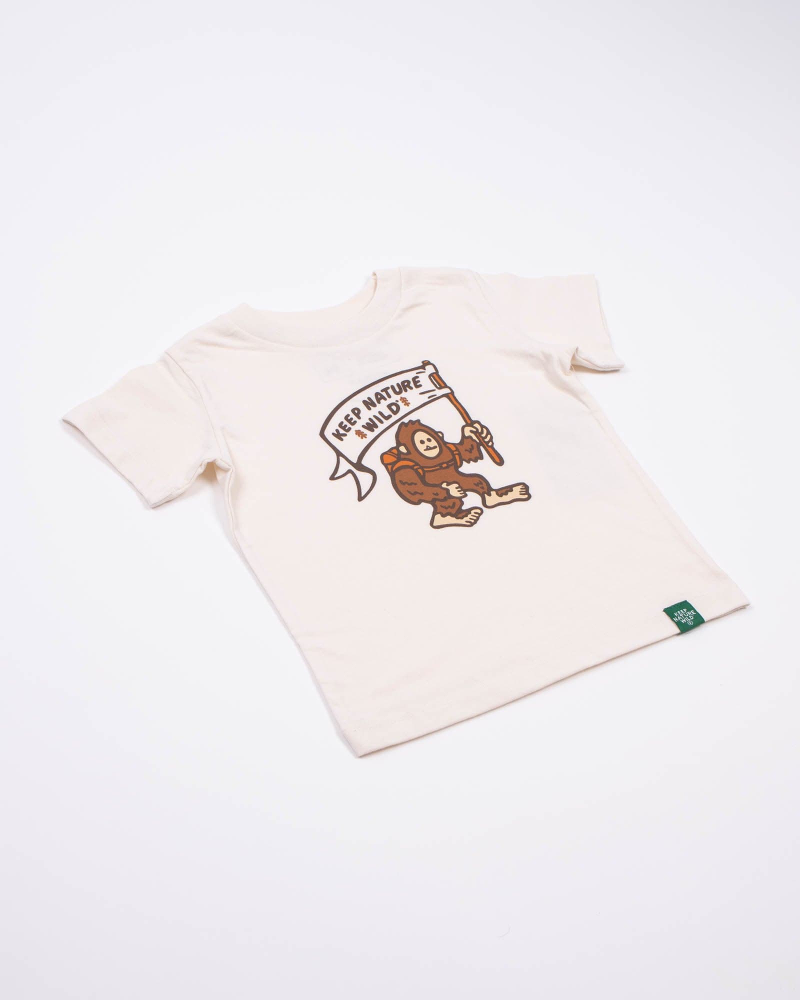 Keep Nature Wild Kids Happy Camper Squatch Toddler Tee | Heather Natural