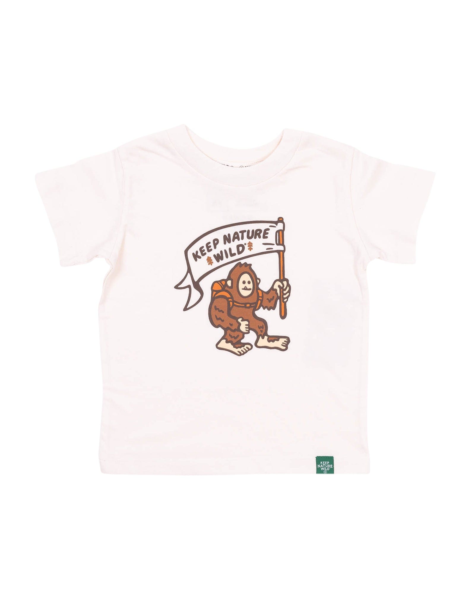 Keep Nature Wild Kids Happy Camper Squatch Toddler Tee | Heather Natural