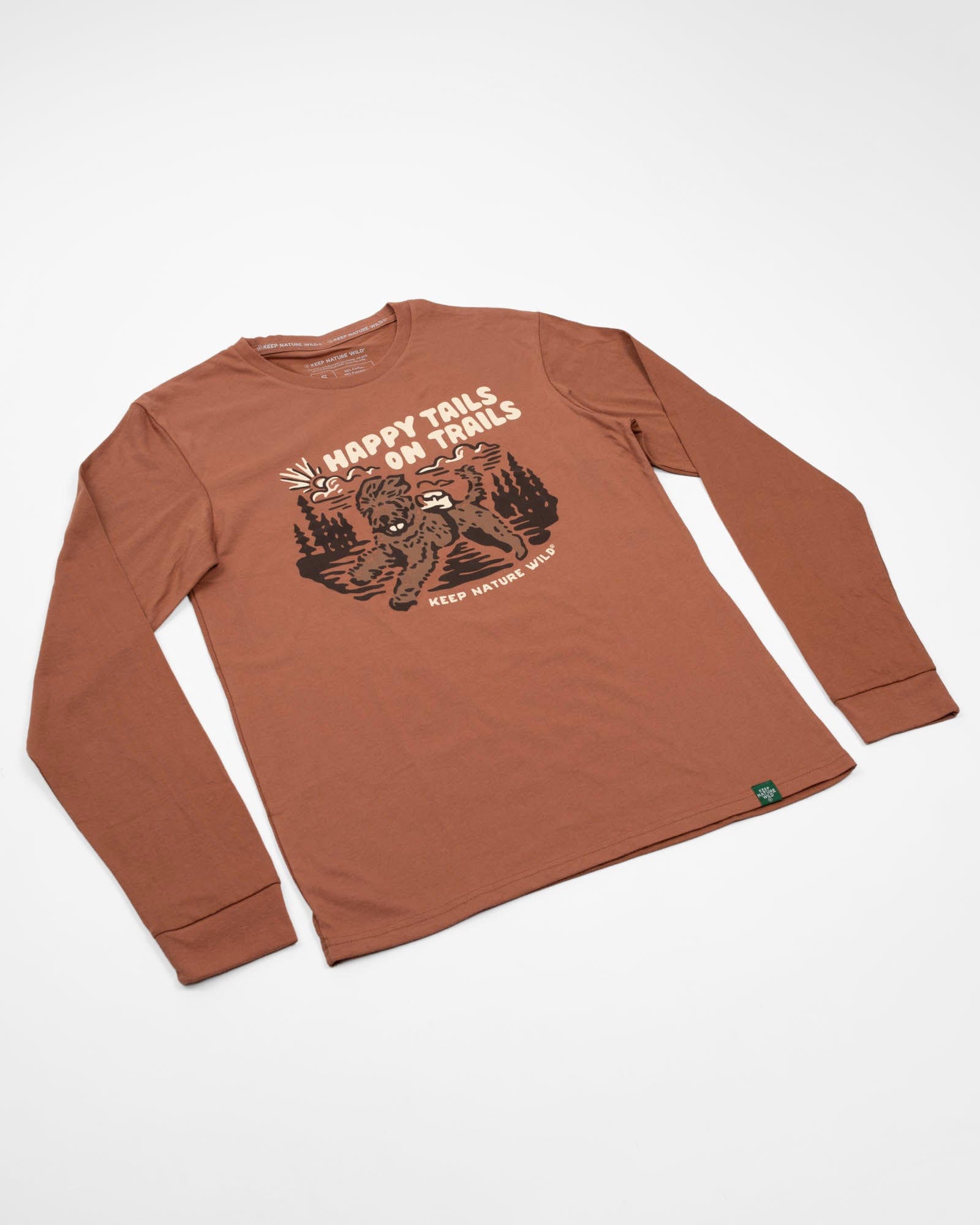 Keep Nature Wild Long Sleeve Happy Tails on Trails Forest Unisex Longsleeve Tee | Redwood
