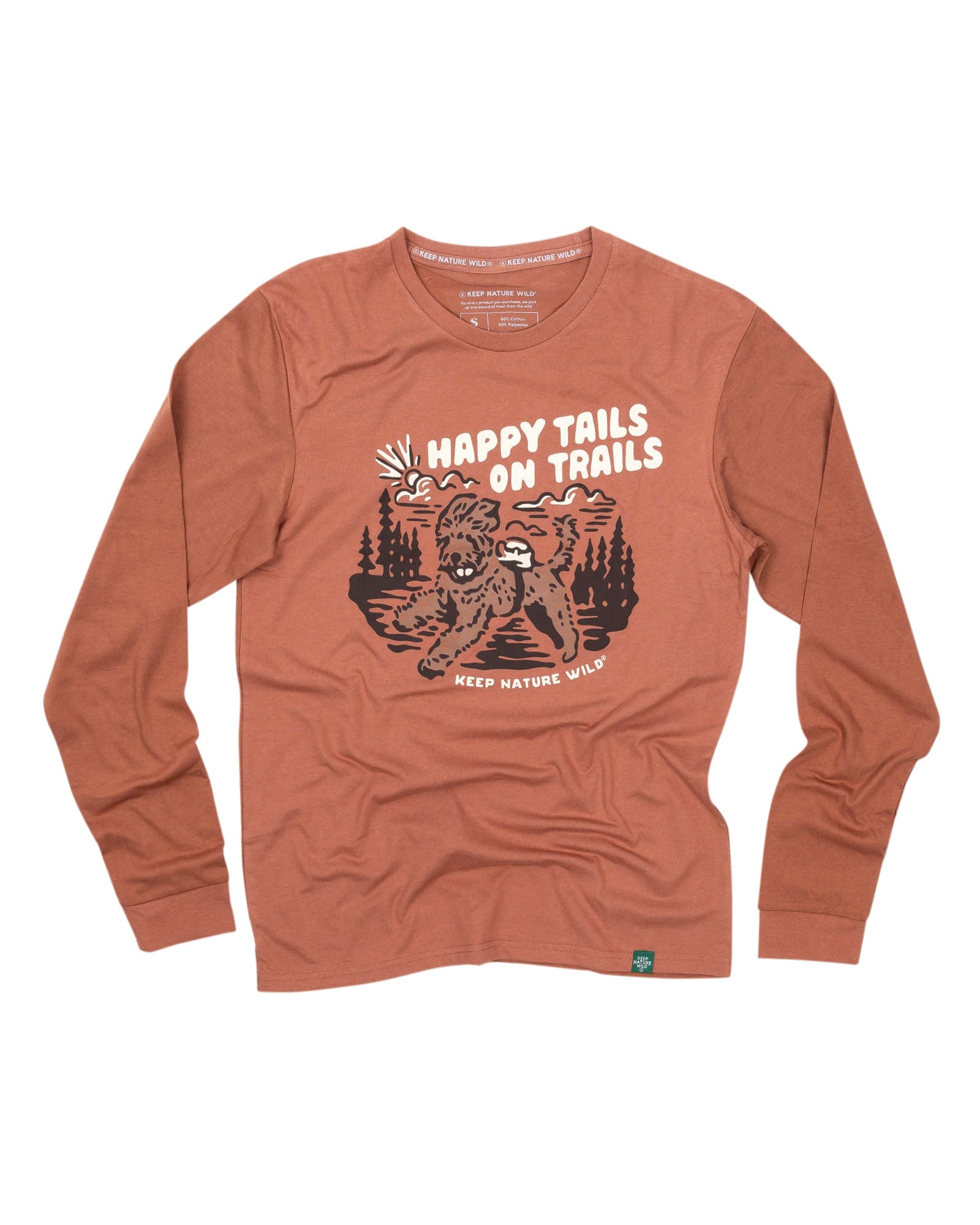 Keep Nature Wild Long Sleeve Happy Tails on Trails Forest Unisex Longsleeve Tee | Redwood
