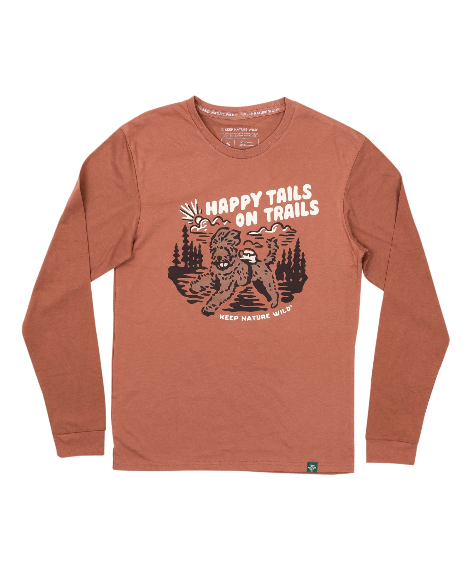 Keep Nature Wild Long Sleeve Happy Tails on Trails Forest Unisex Longsleeve Tee | Redwood