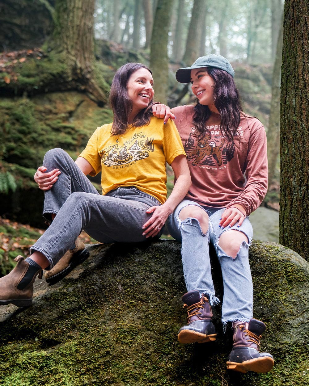 Keep Nature Wild Long Sleeve Happy Tails on Trails Forest Unisex Longsleeve Tee | Redwood