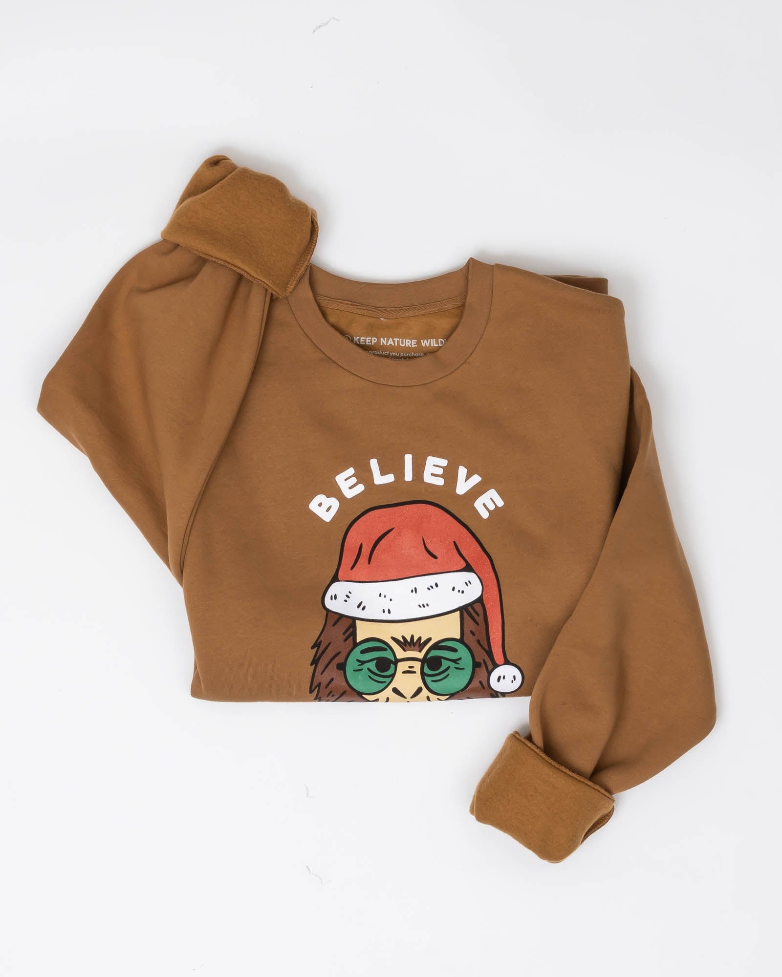 Keep Nature Wild Outerwear Holiday Clyde the Sasquatch Crewneck Sweatshirt | Camel