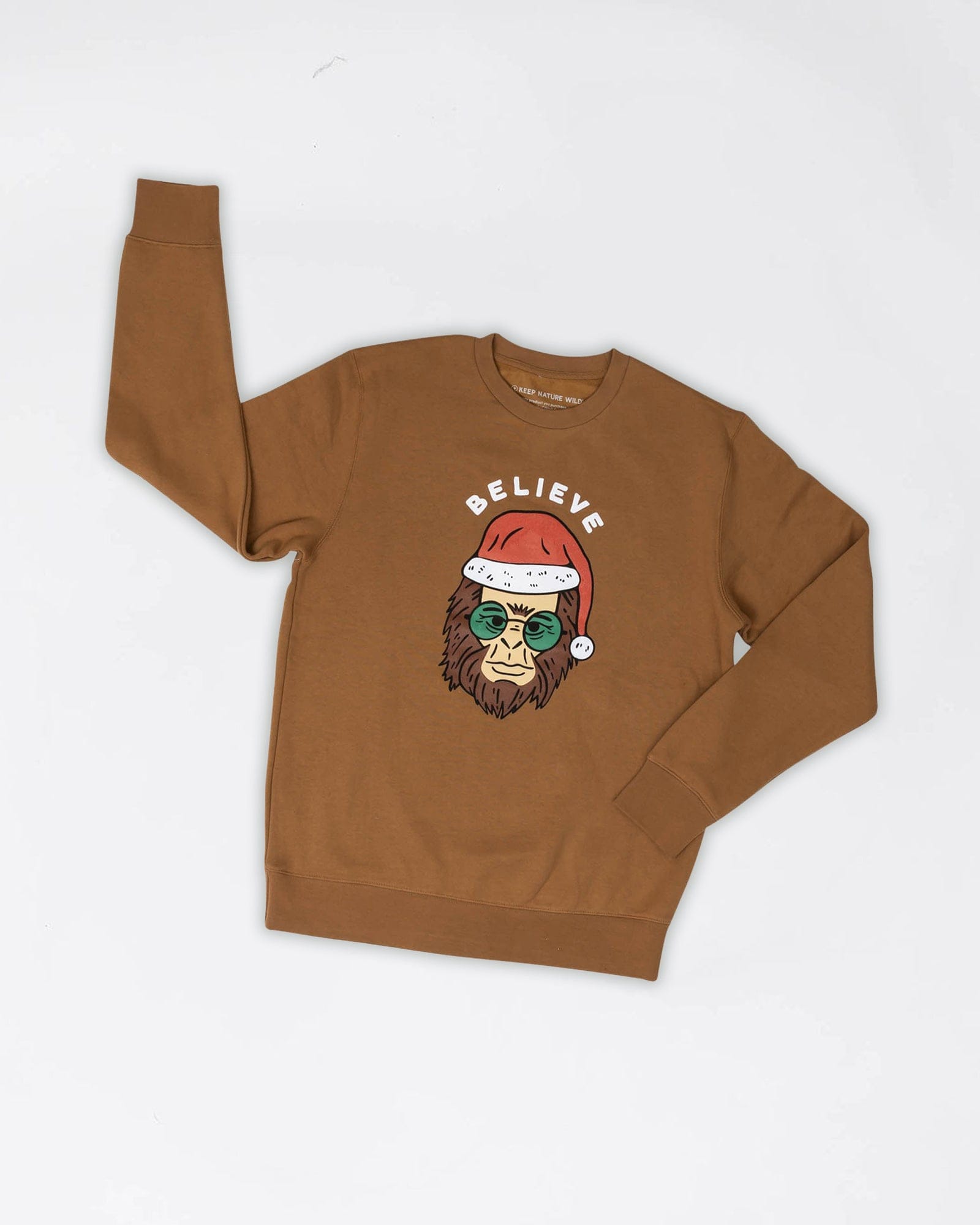 Keep Nature Wild Outerwear Holiday Clyde the Sasquatch Crewneck Sweatshirt | Camel