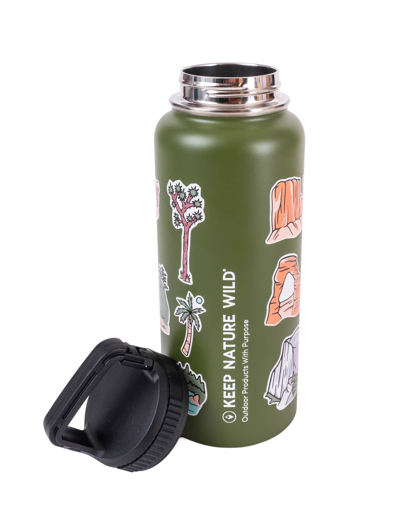 Keep Nature Wild Water Bottle Insulated 32oz Water Bottle: Parks | Olive
