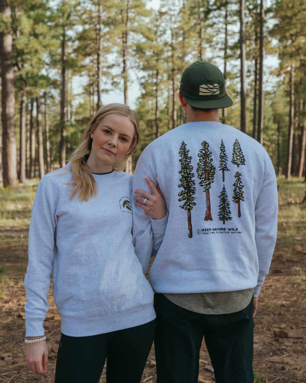 Keep Nature Wild Outerwear Nature Study Conifers Unisex Pullover | Ash