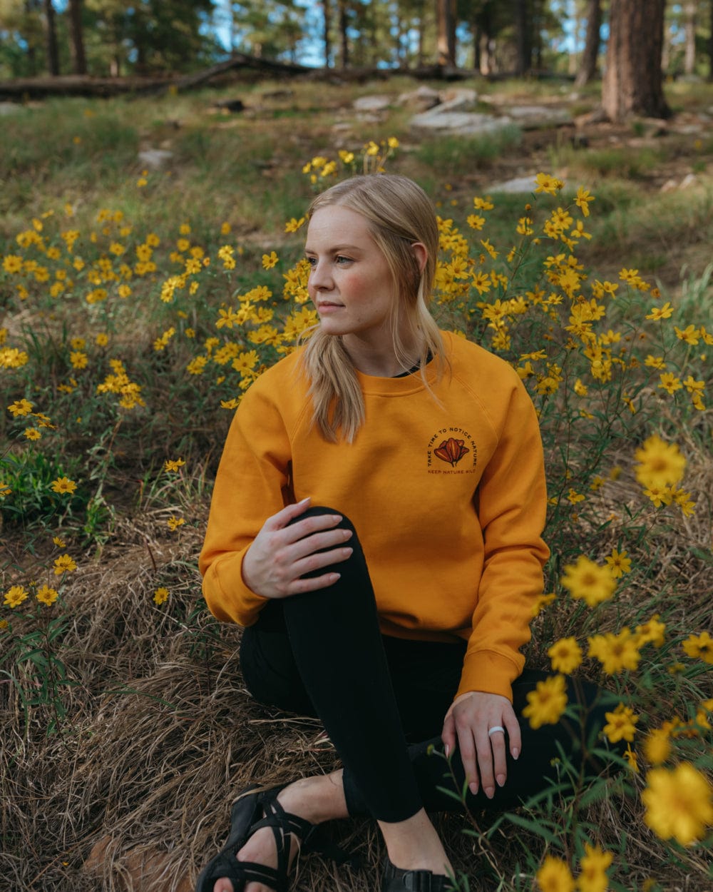 Keep Nature Wild Outerwear Nature Study Wildflowers Unisex Pullover | Marigold