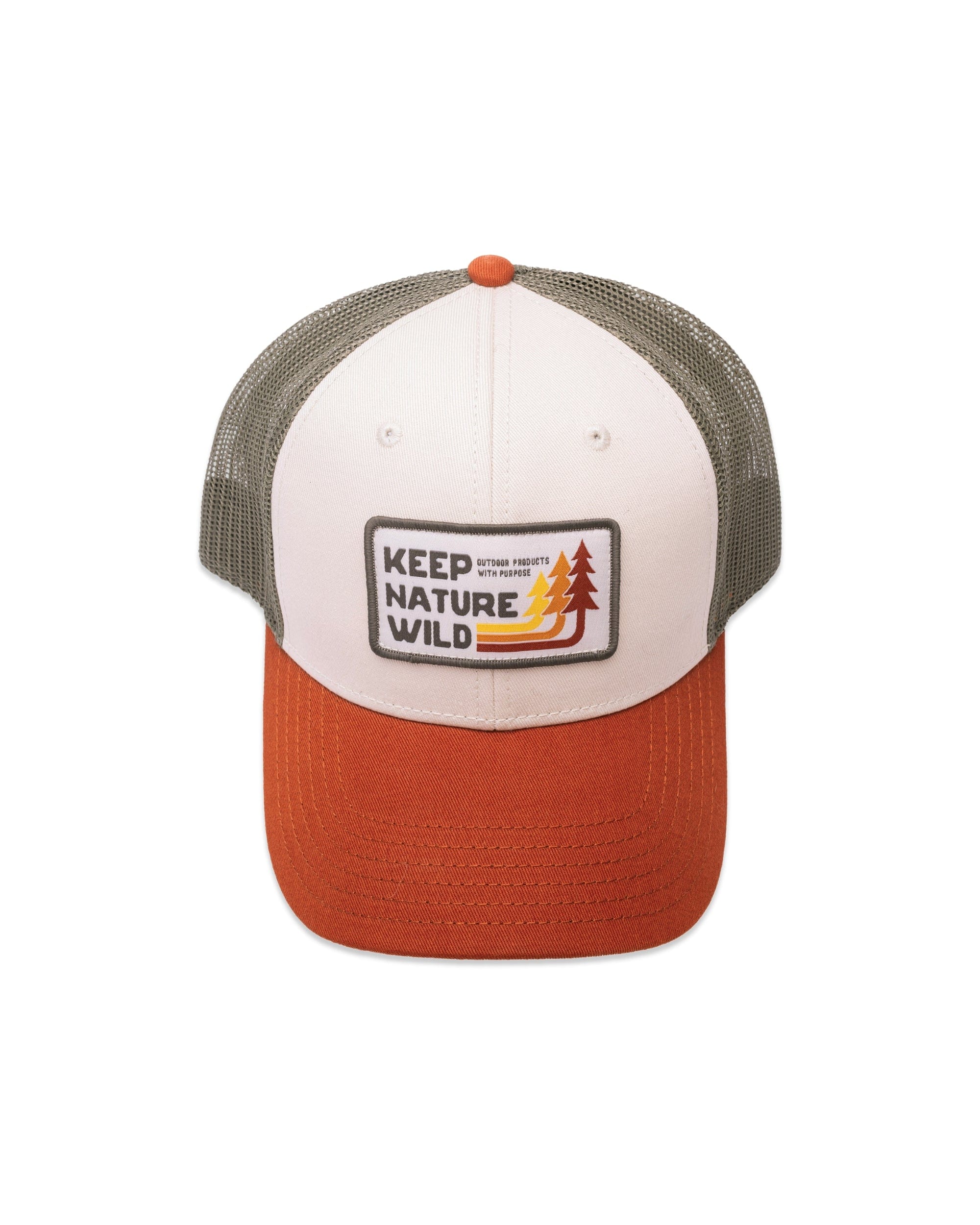 Keep Nature Wild Hat Retro Pines Trucker Hat | Olive/Beige/Copper