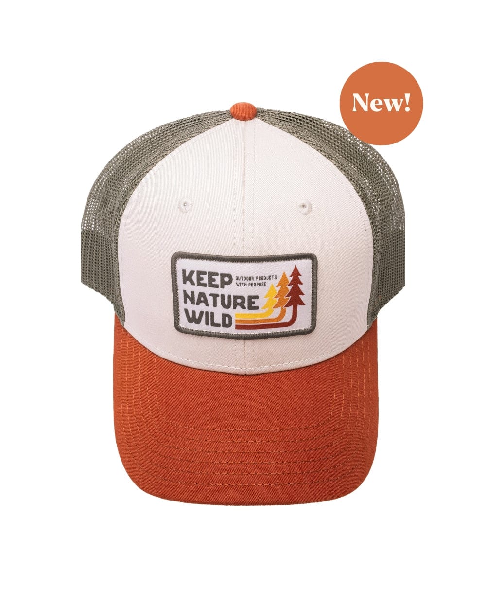 Keep Nature Wild Hat Retro Pines Trucker Hat | Olive/Beige/Copper