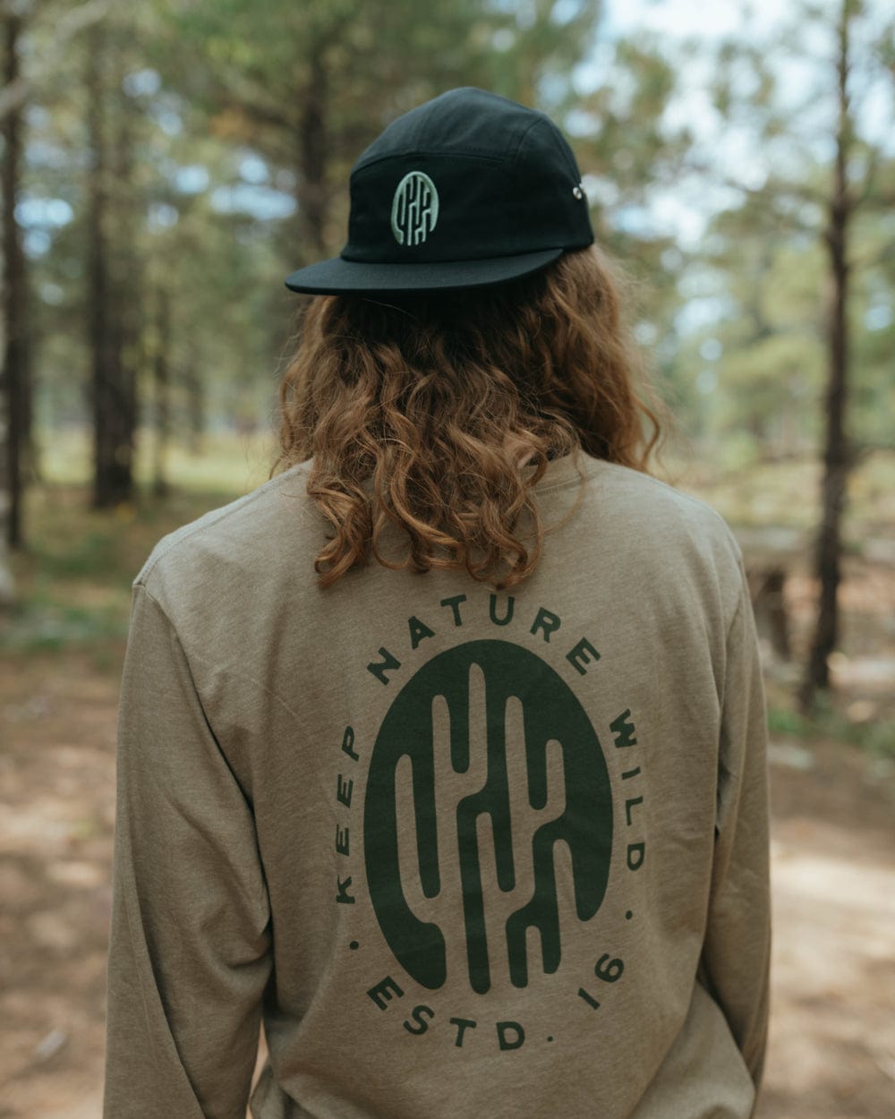 Keep Nature Wild Hat Saguaro Badge Camper Hat Black