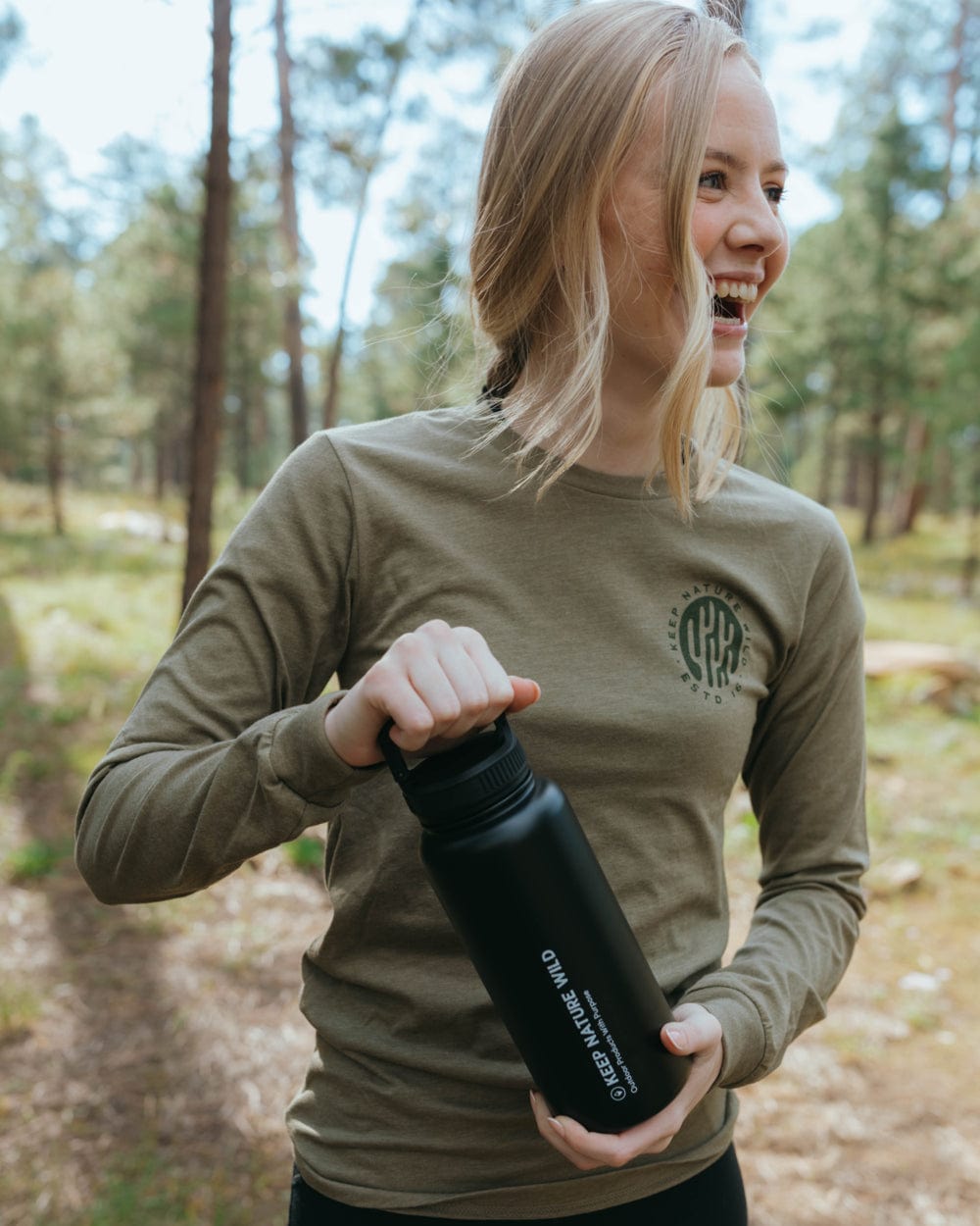 Keep Nature Wild Long Sleeve Saguaro Badge Unisex Long Sleeve | Olive