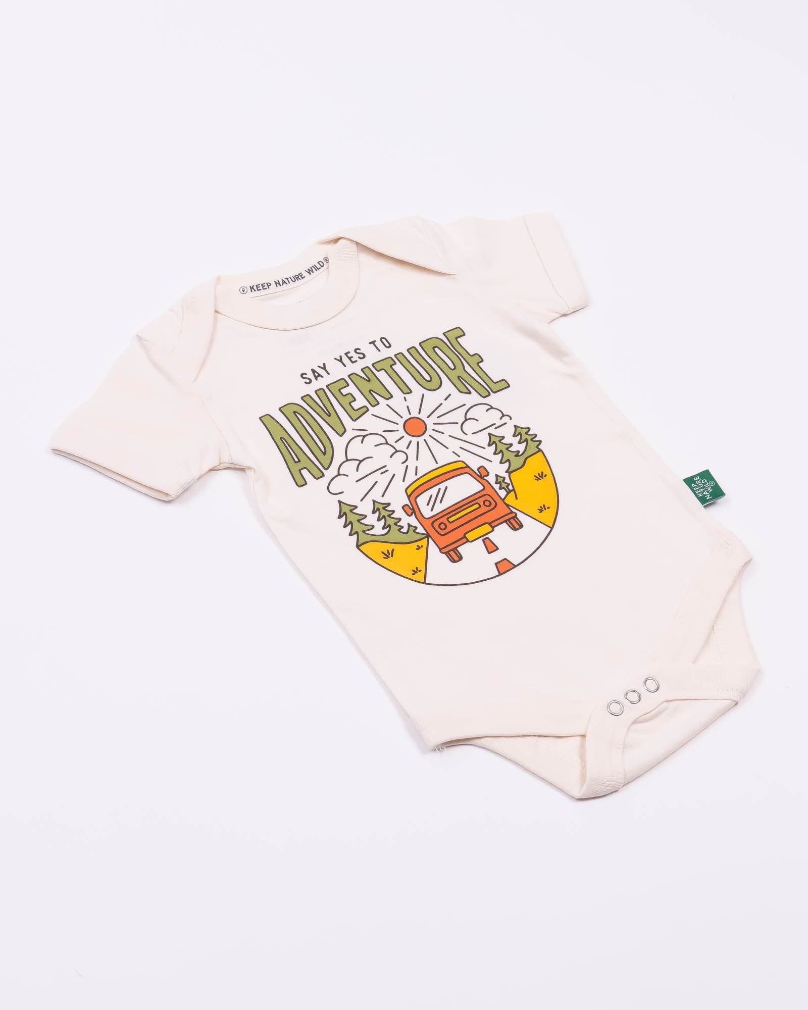 Keep Nature Wild Kids Say Yes to Adventure Baby Bodysuit | Heather Natural